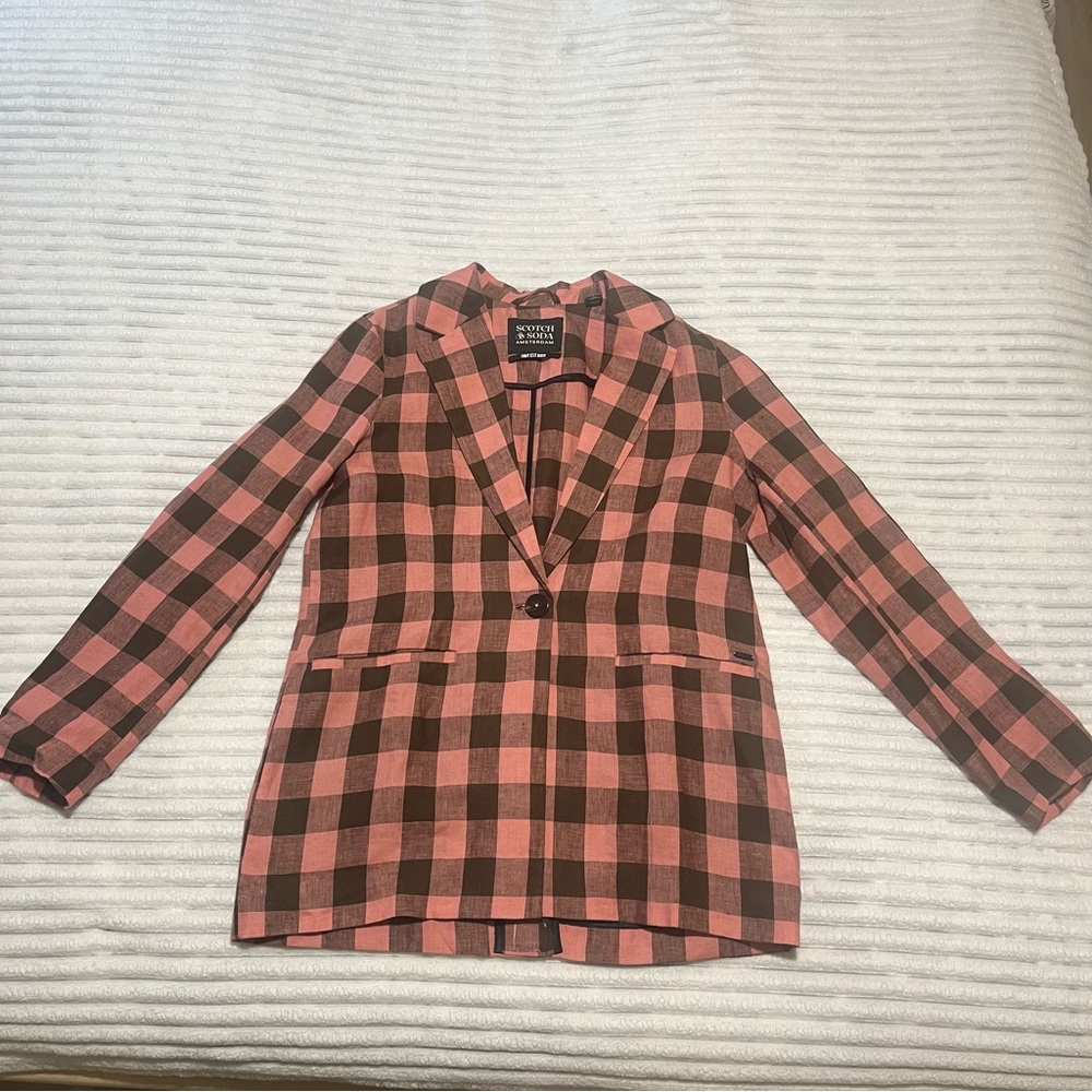 Scotch & Soda Linen Pink and Brown Blazer